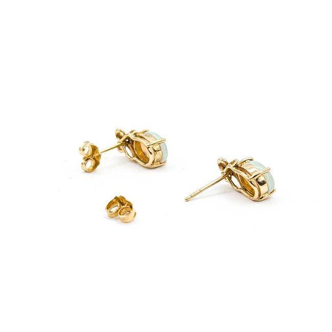 Earrings .10ctw Round Diamonds 1.70ctw Australian Opal 14ky 12x6mm 2.24g 225030061