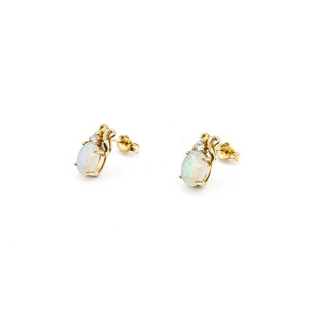 Earrings .10ctw Round Diamonds 1.70ctw Australian Opal 14ky 12x6mm 2.24g 225030061