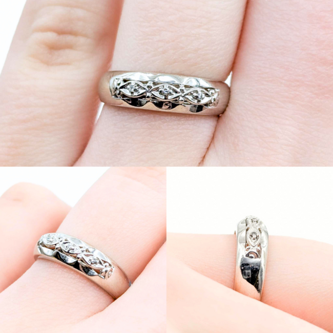 Ring 3 Stone .015ctw Single Cut Diamonds 14kw Sz6 3.12g 225020017