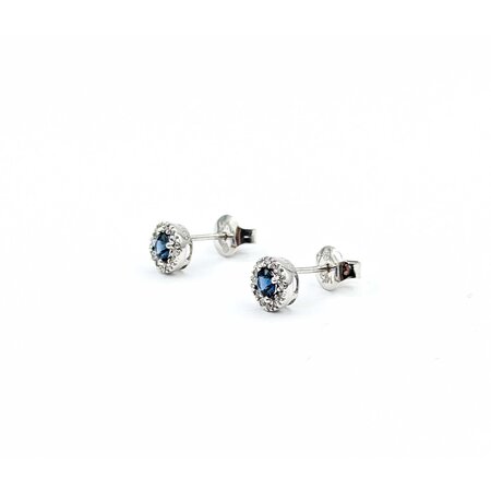Earrings .12ctw Round Diamonds .40ctw Sapphires 14kw 6.5mm 1.56g 225030055