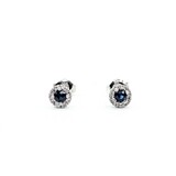  Earrings .12ctw Round Diamonds .40ctw Sapphires 14kw 6.5mm 1.56g 225030055