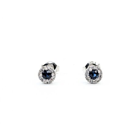 Earrings .12ctw Round Diamonds .40ctw Sapphires 14kw 6.5mm 1.56g 225030055