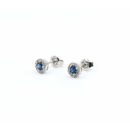 Earrings .12ctw Round Diamonds .40ctw Sapphires 14kw 6.5mm 1.56g 225030055