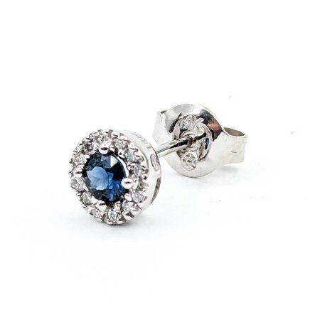 Earrings .12ctw Round Diamonds .40ctw Sapphires 14kw 6.5mm 1.56g 225030055