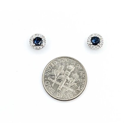 Earrings .12ctw Round Diamonds .40ctw Sapphires 14kw 6.5mm 1.56g 225030055