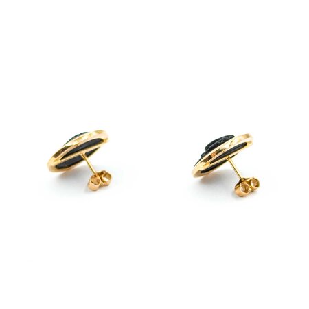 Earrings Carved Onyx 14ky 17mm 5.01g 225030118