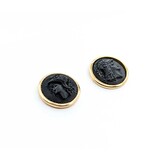  Earrings Carved Carved Onyx 14ky 17mm 5.01g 225030118