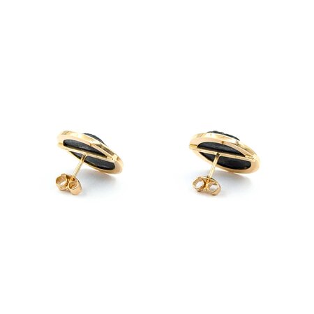 Earrings Carved Onyx 14ky 17mm 5.01g 225030118