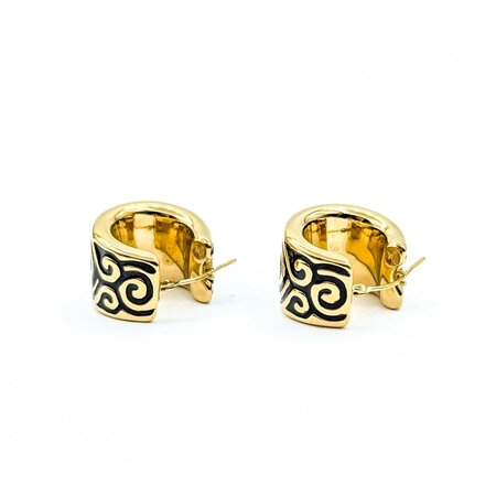 Earrings Scroll Hugggie Hoops 14ky 18x13mm 4.38g 225030116
