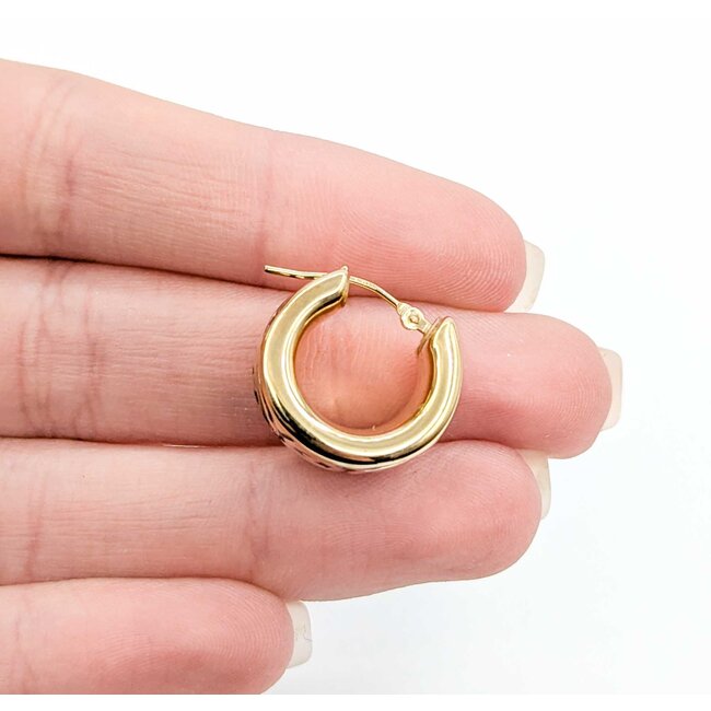 Earrings Scroll Hugggie Hoops 14ky 18x13mm 4.38g 225030116
