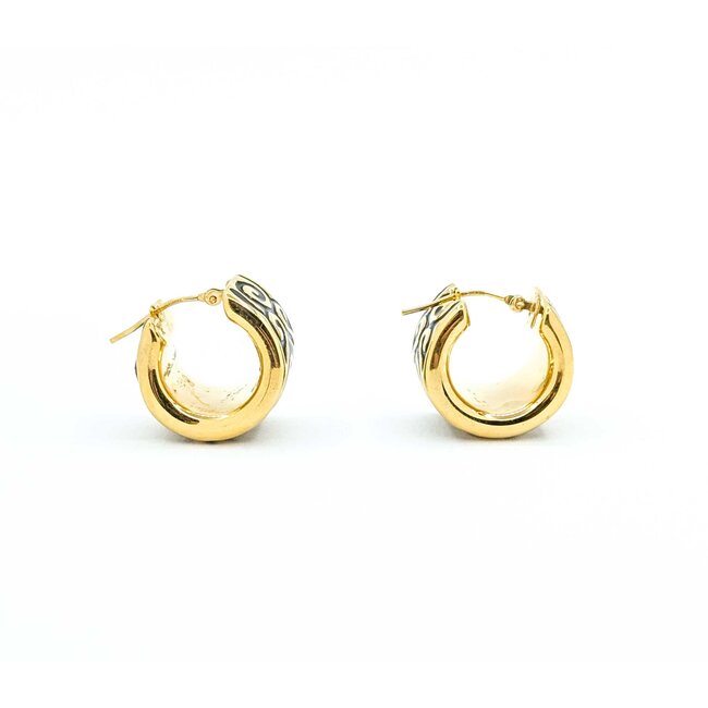 Earrings Scroll Hugggie Hoops 14ky 18x13mm 4.38g 225030116