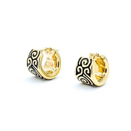 Earrings Scroll Hugggie Hoops 14ky 18x13mm 4.38g 225030116