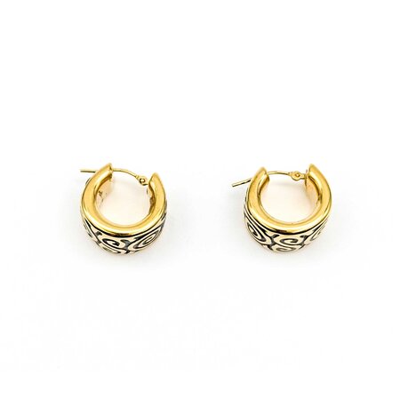 Earrings Scroll Hugggie Hoops 14ky 18x13mm 4.38g 225030116