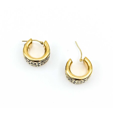 Earrings Scroll Hugggie Hoops 14ky 18x13mm 4.38g 225030116