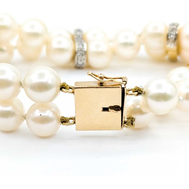 Bracelet 1.35ctw Round Diamonds 8mm Pearl 14ky 43.1g 225020013