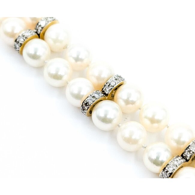 Bracelet 1.35ctw Round Diamonds 8mm Pearl 14ky 43.1g 225020013