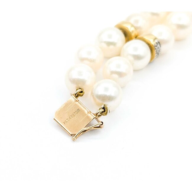 Bracelet 1.35ctw Round Diamonds 8mm Pearl 14ky 43.1g 225020013