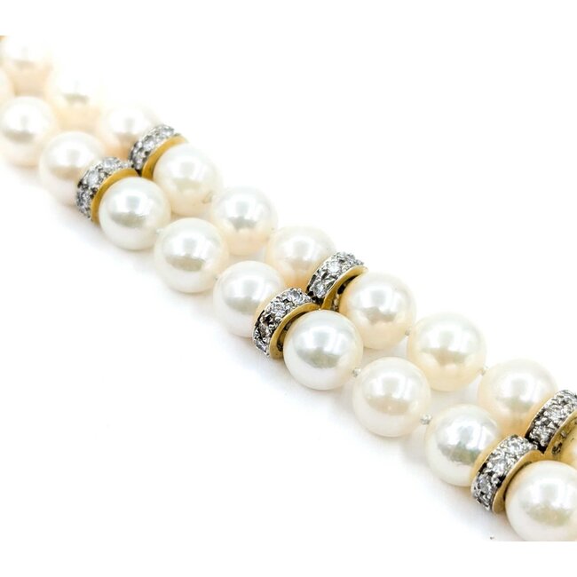 Bracelet 1.35ctw Round Diamonds 8mm Pearl 14ky 43.1g 225020013