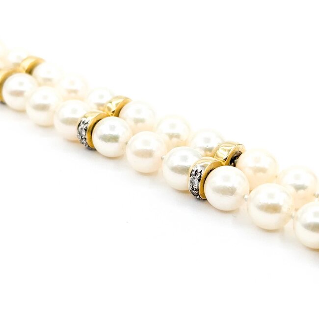 Bracelet 1.35ctw Round Diamonds 8mm Pearl 14ky 43.1g 225020013