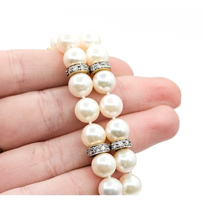 Bracelet 1.35ctw Round Diamonds 8mm Pearl 14ky 43.1g 225020013