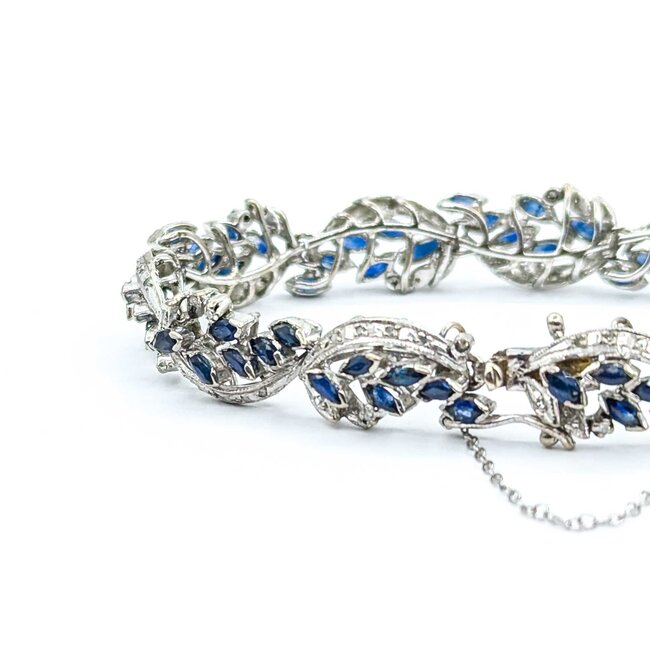 Bracelet .33ctw Round Diamonds 6.60ctw Sapphires 14kw 10mm 6.5" 26.2g 225030058