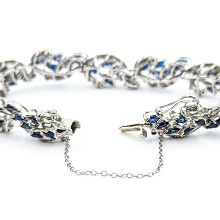 Bracelet .33ctw Round Diamonds 6.60ctw Sapphires 14kw 10mm 6.5" 26.2g 225030058