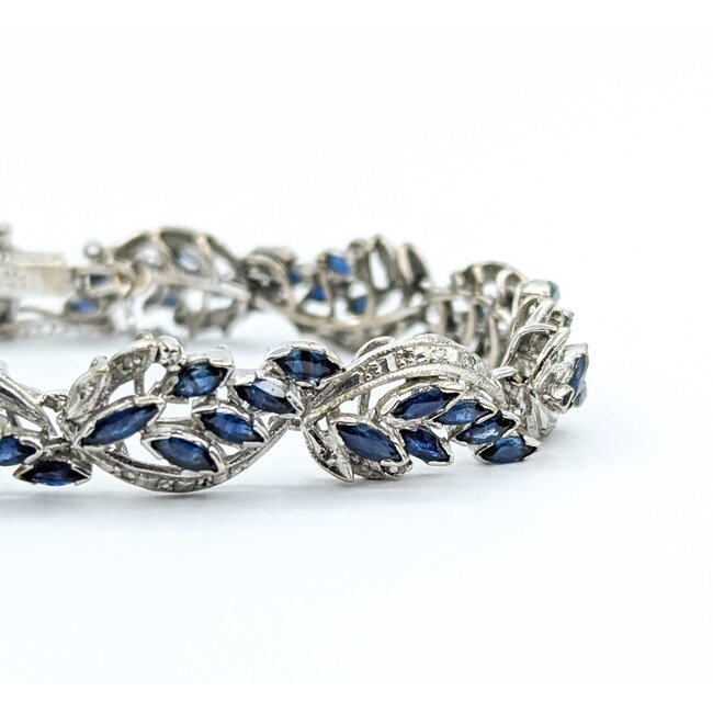 Bracelet .33ctw Round Diamonds 6.60ctw Sapphires 14kw 10mm 6.5" 26.2g 225030058