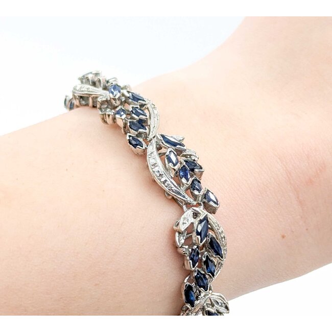 Bracelet .33ctw Round Diamonds 6.60ctw Sapphires 14kw 10mm 6.5" 26.2g 225030058