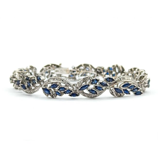 Bracelet .33ctw Round Diamonds 6.60ctw Sapphires 14kw 10mm 6.5" 26.2g 225030058