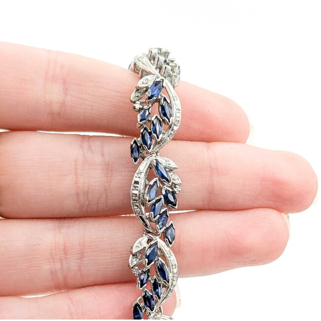 Bracelet .33ctw Round Diamonds 6.60ctw Sapphires 14kw 10mm 6.5" 26.2g 225030058