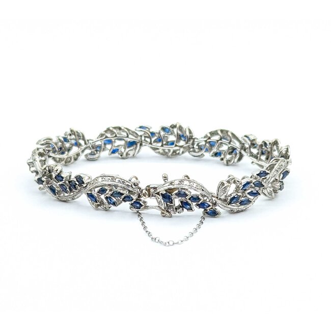 Bracelet .33ctw Round Diamonds 6.60ctw Sapphires 14kw 10mm 6.5" 26.2g 225030058