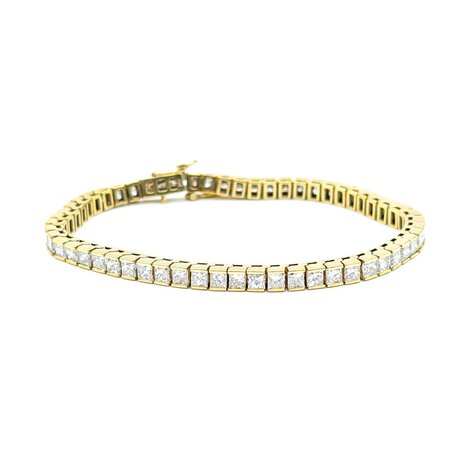 Bracelet Channel Set 9.12ctw Princess Diamond 14ky 7.25" 18.0g 225030065