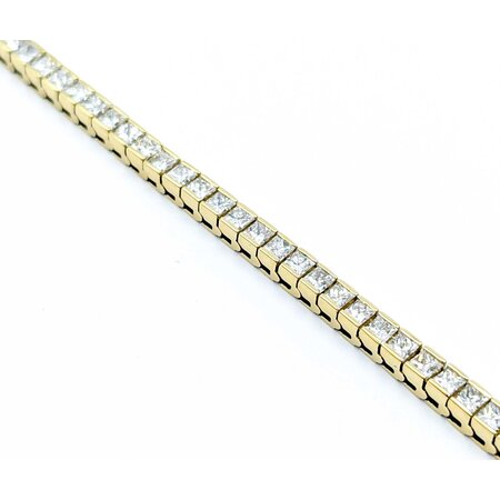 Bracelet Channel Set 9.12ctw Princess Diamond 14ky 7.25" 18.0g 225030065