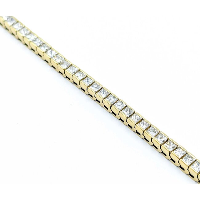 Bracelet Channel Set 9.12ctw Princess Diamond 14ky 7.25" 18.0g 225030065