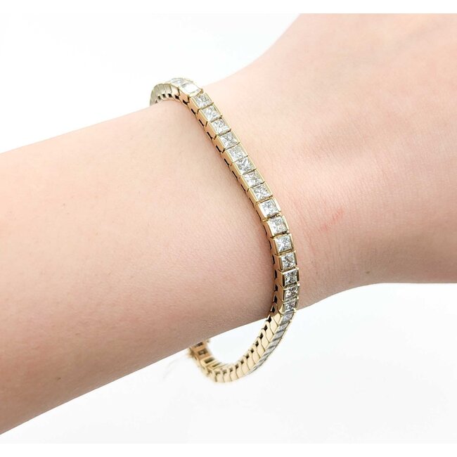 Bracelet Channel Set 9.12ctw Princess Diamond 14ky 7.25" 18.0g 225030065