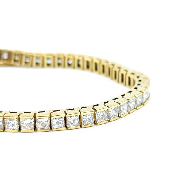 Bracelet Channel Set 9.12ctw Princess Diamond 14ky 7.25" 18.0g 225030065