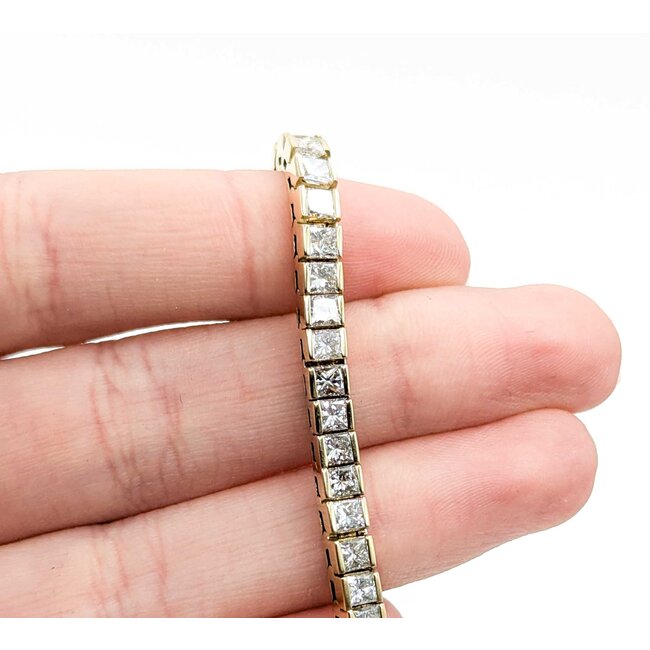 Bracelet Channel Set 9.12ctw Princess Diamond 14ky 7.25" 18.0g 225030065