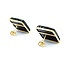 Earrings Square Inlaid Onyx 14ky 18mm 8.49g 225030119
