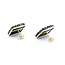 Earrings Square Inlaid Onyx 14ky 18mm 8.49g 225030119