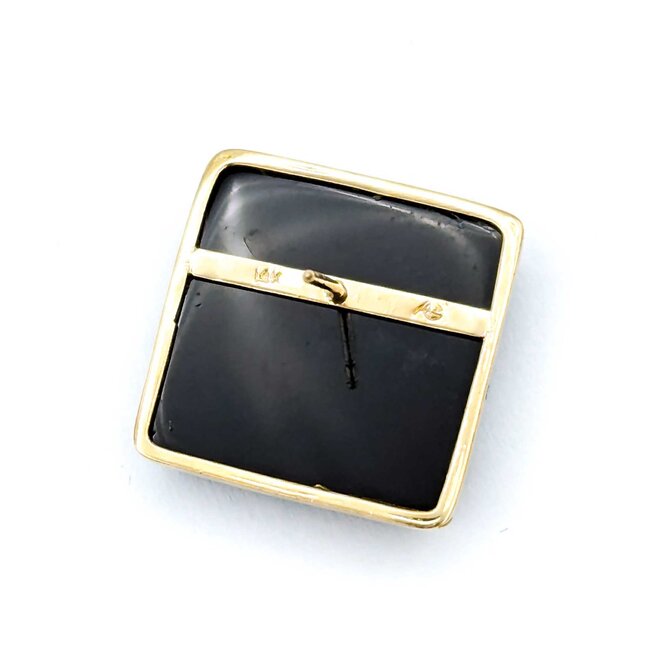 Earrings Square Inlaid Onyx 14ky 18mm 8.49g 225030119