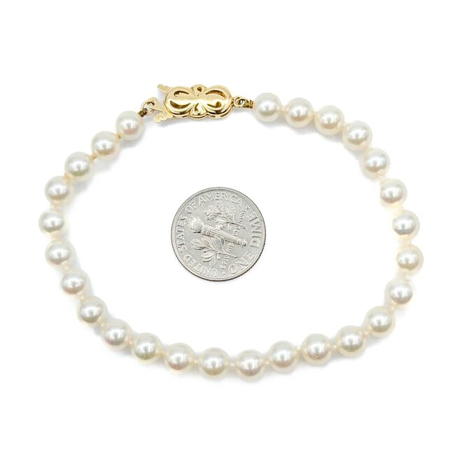 Bracelet Individually Knotted 5.5mm Pearls 14ky 7" 8.18g 225030126