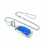  Pendant W/Chain .30ctw Round Diamonds 30x16mm Austrailian Boulder Opal 18kw/14kw Chain 55x18mm 20" 22.6g 225030059