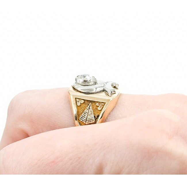 Ring Shriner .77ct Round Old Euro Diamond 14ky Sz9.5 10.92g 225030098