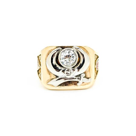 Ring Shriner .77ct Round Old Euro Diamond 14ky Sz9.5 10.92g 225030098