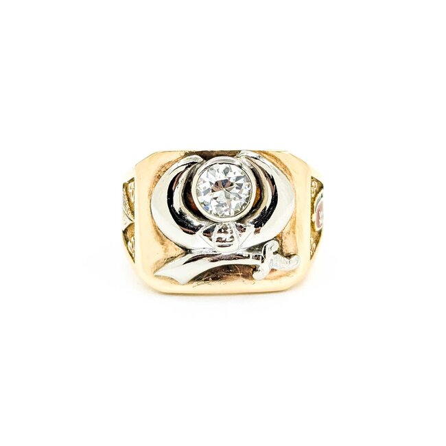 Ring Shriner .77ct Round Old Euro Diamond 14ky Sz9.5 10.92g 225030098