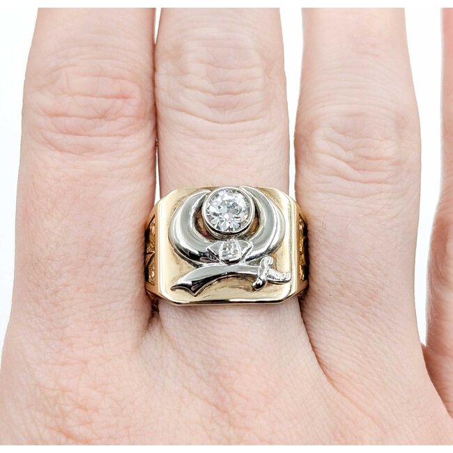 Ring Shriner .77ct Round Old Euro Diamond 14ky Sz9.5 10.92g 225030098