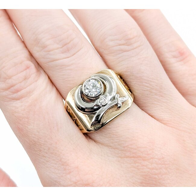 Ring Shriner .77ct Round Old Euro Diamond 14ky Sz9.5 10.92g 225030098