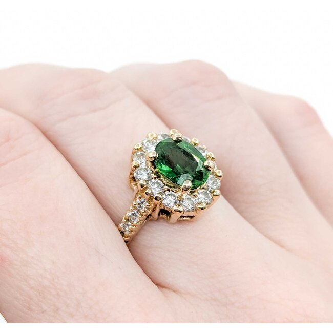 Ring Halo .84ctw Round Diamonds 1.50ctw Tourmaline 14ky 13.25x12.5 Sz7 6.47g 225030141