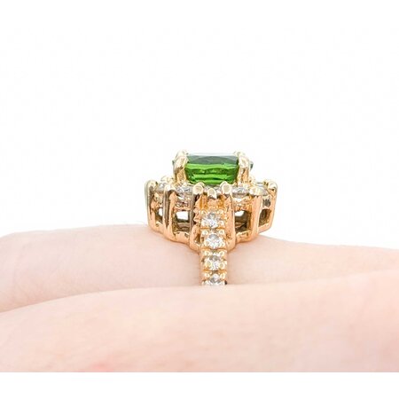 Ring Halo .84ctw Round Diamonds 1.50ctw Tourmaline 14ky 13.25x12.5 Sz7 6.47g 225030141