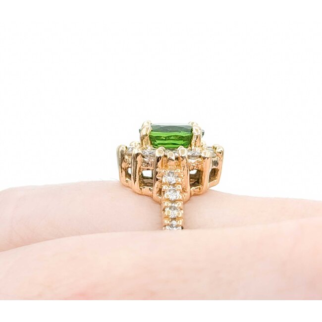 Ring Halo .84ctw Round Diamonds 1.50ctw Tourmaline 14ky 13.25x12.5 Sz7 6.47g 225030141